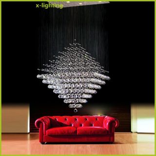   Crystal Diamond Pendant Lamp Ceiling Light Rain Drop Chandelier
