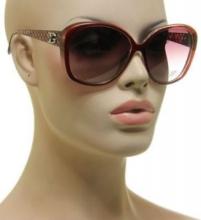 Brand New DG Shoe Lace Design Cat Eye Womens Sunglasses Red And Clear 