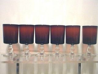   Cristal DArques Luminarc Red Ruby & Clear Ball Stem Wine Glasses