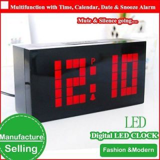   Large Big Jumbo LED snooze wall desk alarm calendar world time clock