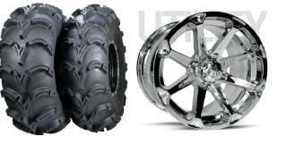 MSA Diesel Chrome 14 ATV Wheels 27 Mud Lite XL Tires Suzuki King 