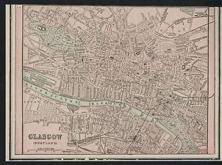 Glasgow Scotland Street Map / Plan Authentic 1899; Detailed but SMALL