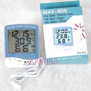 Digital Thermometer Hygrometer Calendar Clock Monitor & Probe for 