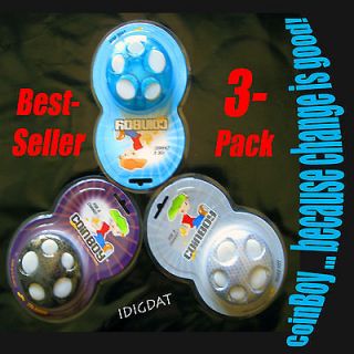  SELLER 3 PACK Coin Dispenser Change Organizer 2 HOT COLOR CHOICES