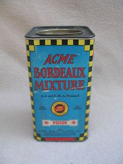 Colorful 7 Antique Cardboard / Tin Acme Bordeaux Mixture Poison 