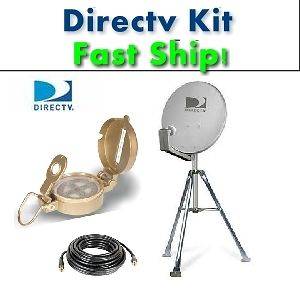RV Portable Satellite Dish Kit Directv Kit Folding Tripod 50 Cable 