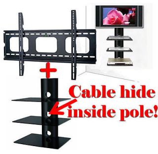   WALL TV MOUNT Bracket 3 Shelf Glass for DVD Player Audio Cable Box