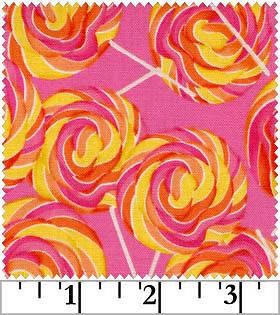 Yard Cotton Fabric Sweet Treats Pink Swirl Lollipops