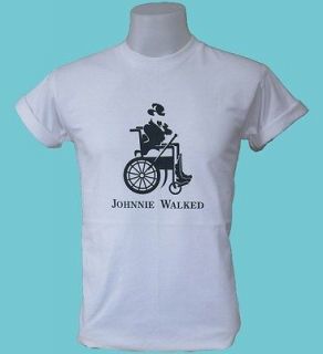 JOHNNIE WALKED WALKER Disabled Whisky Logo Parody Shirt Tee Humor 