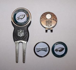   Philidelphia EAGLES Hat Clip, GOLF Divot Tool and 3 Ball Markers