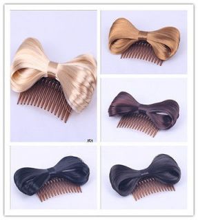 Assort Bow Bowknot Comb clip Hairpiece Synthetic Hair Extensions 