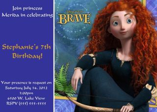Disney Princess Merida Birthday Party Photo Custom Invitation U Print 