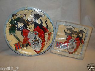   PAN CAPTAIN HOOK 1991 PARTY SUPPLIES DINNER PLATES, LUNCHEON NAPKINS