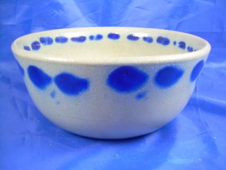 Old German Salt Glaze Colbalt Blue Grey Stoneware Decorative Bowl