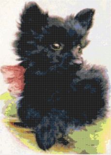 BLACK POMERANIAN PUPPY ~ Counted Cross Stitch Fine Art Pattern ~ Dogs