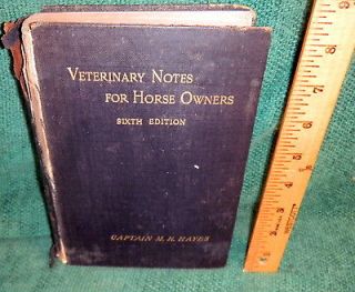 1903 BOOK  VETERINARY NOTES FOR HORSE OWNERS by CAPT. M. HORACE HAYES