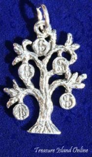 CHINESE MONEY TREE WITH DOLLAR SIGN .925 Sterling Silver Charm