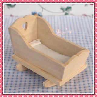 Dollhouse Miniature Small Baby cot  natural wood finish NF2