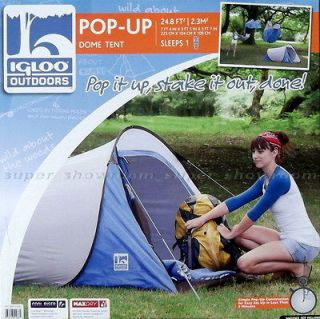 POP UP DOME TENT w/ Carry Bag by Igloo Outdoors Instant Pup Camping 