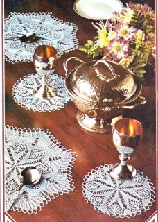 Knitting PATTERNS Knitted Lace Doilies Tablecloths Bedspread Curtain 