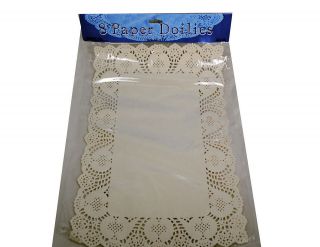 White Paper Lace Doilies 10 x 14 Rectangle Table
