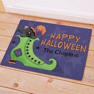   Black Cat Halloween Doormat Cute Custom Fall Welcome Door Mat