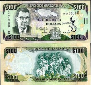 JAMAICA 100 DOLLARS 50TH COMM. INDEPENDENCE 2012 P NEW UNC