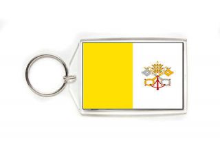 Vatican Flag Acrylic Key Ring 3 Sizes Double Sided Keyring
