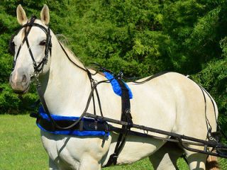 DRAFT HORSE* SIZE Solid BLACK Biothane HARNESS with BLUE PAD Driving 