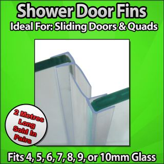 Vertical Bath Shower Screen Seals Back Fins Sliding Door Quad Long