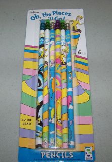 DR SEUSS Cat In The Hat Party Favors PENCILS OH THE PLACES YOULL GO 