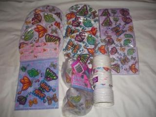 Birthday party set Butterfly theme brand new.Plates,cups,napkins,hats 