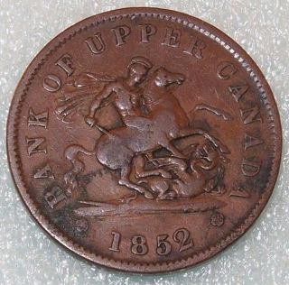 1852 BANK OF UPPER CANADA BANK TOKEN ONE PENNY 1 cent COIN