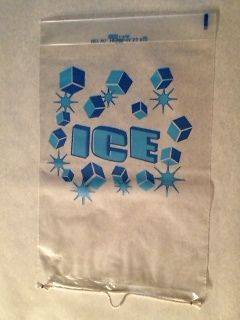 Preprinted Drawstring Ice Cube Bags 25ct 11 X 19 X 3.5 Holds 5 