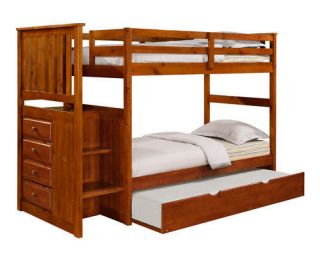 Twin/Twin or Twin/Full Stairway Bunk Bed w/ Chest   Staircase Bunk 