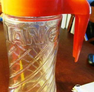 VINTAGE TANG 9 DRINK DISPENSER GLASS w/orange to no cracks/chips 