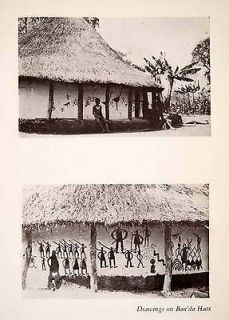 1927 Print Banda Grass Hut Tribal Drawings Africa Tribe Inscriptions 