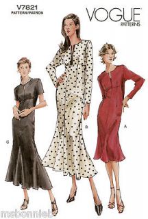 Vogue 7821 Semi fit, Empire Waist Dress in 2 Lengths Sewing Pattern