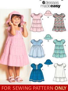   PATTERN MAKES DRESS W/ TIERED SKIRT~HAT TODDLER SIZES 1/2 TO 4 EASY