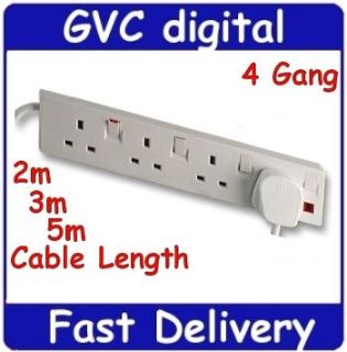 Gang Individual Switched Sockets Power Extension Lead