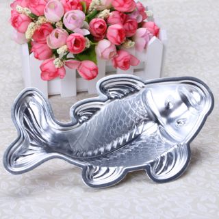inch Aluminum Cake Mold 3D Pan Fancy Golden Carp Fish Plunger Tool 