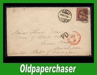 1871 Switzerland to USA Sc#59 Postage Due Red NY Paid