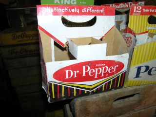 Vintage Dr Pepper Pop Bottle Carrier Cardboard Holder Six 6 Pack Soda