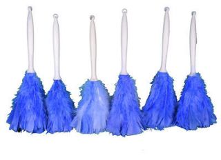 Lot of 6 Blue 12 Feather Dusters With White Plastic Handle