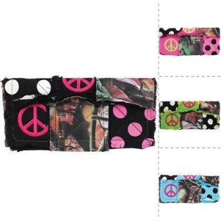 New Camo Polka Dot Print Embroidered Peace Sign Rag Patchwork Wallet