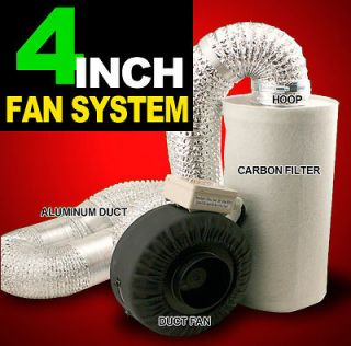   hydroponics Inline Duct Tube Exhaust Fan Carbon Filter Kit 190CFM
