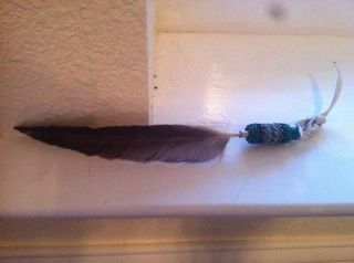   American,powwo​w Regalia, Feather Hair side Drop With Peoyte Stitch