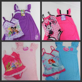New Disney Swimsuit & Matching Cover Up Princess Fairies Minnie Mouse 