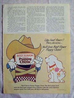   Magazine Advertisement Page Purina Beef Flavor Puppy Chow Dog Food Ad