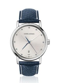 Georg Jensen Mens Dual Time Watch # 519   Ruthenium Grey Dial 